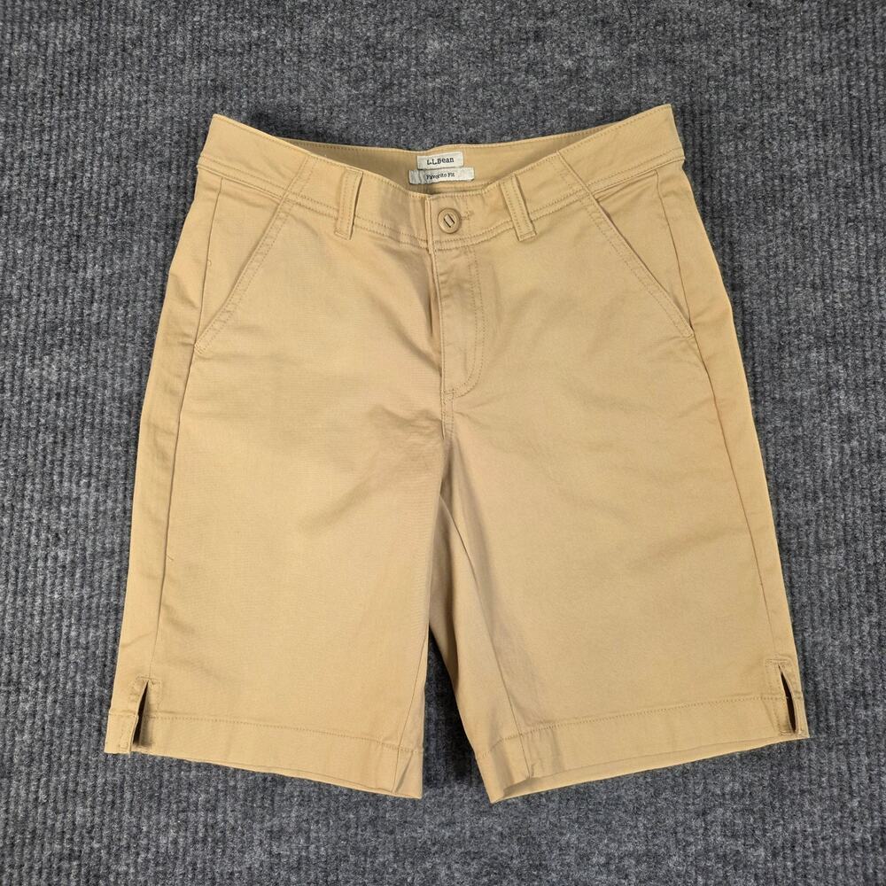 LL Bean Favorite Fit Shorts Womens Size 4 Khaki Chino Casual Classic Mid Rise